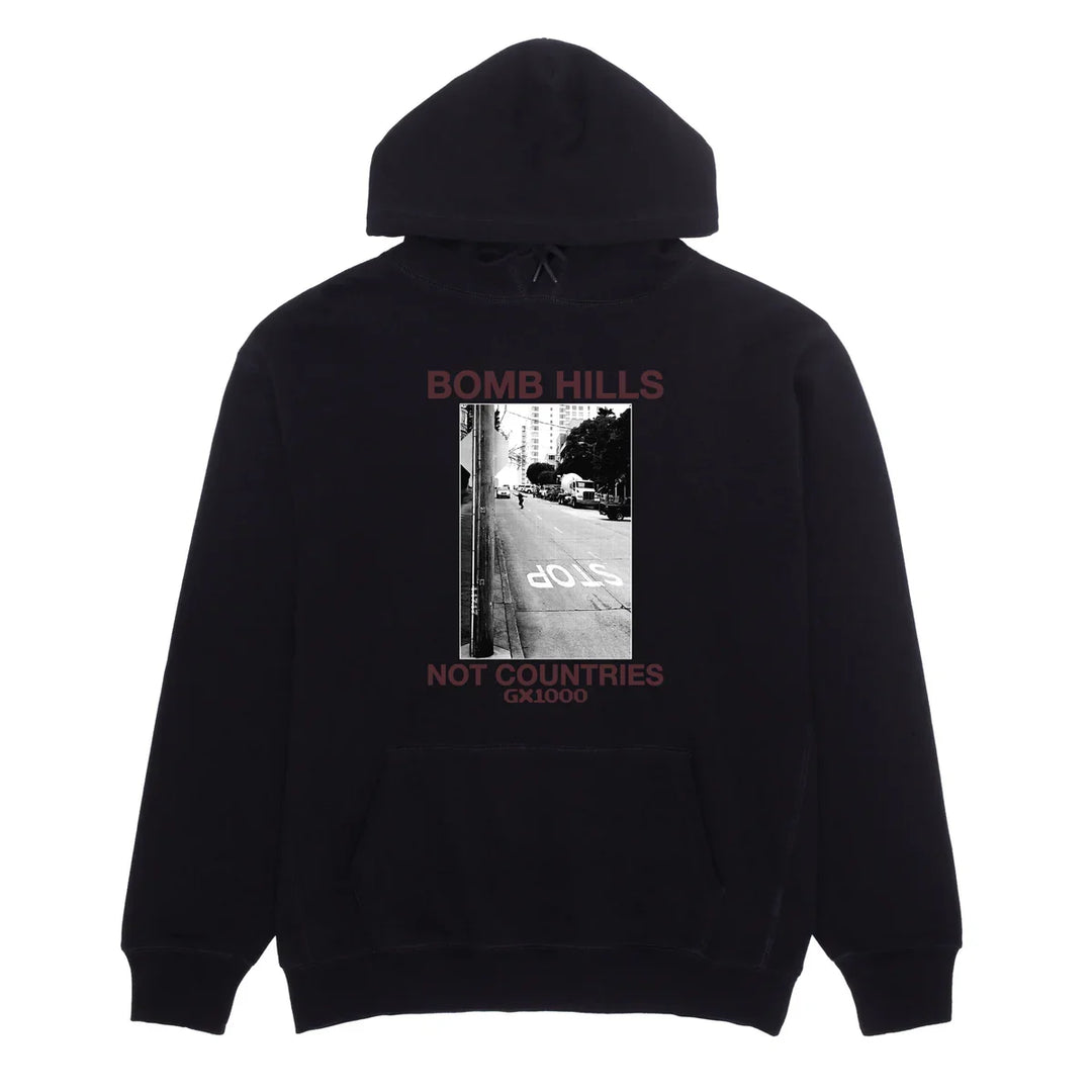GX1000 Bomb Hills Not Countries Hoodie Black/Burgundy