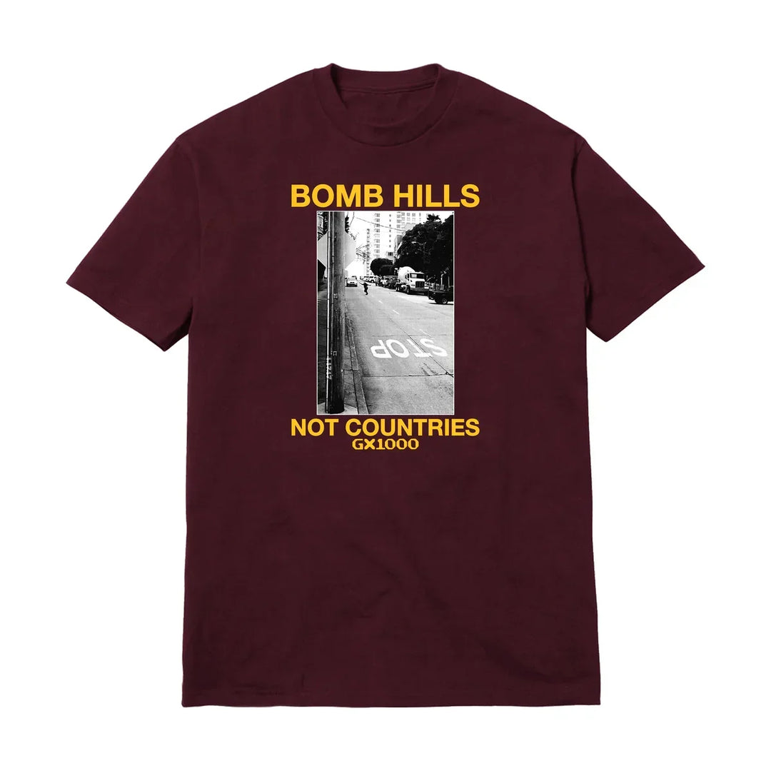 GX1000 Bomb Hills Not Countries Tee Burgundy