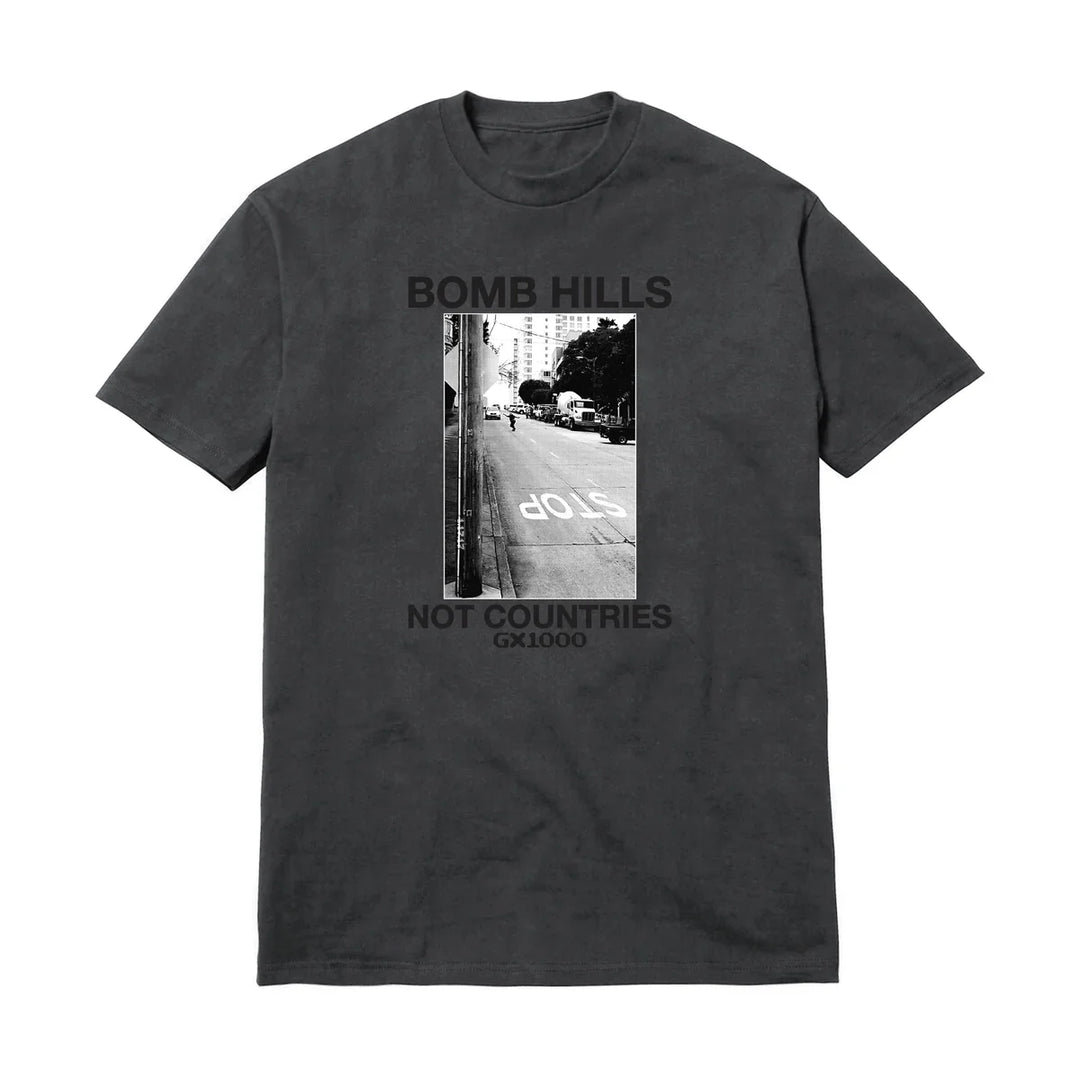 GX1000 Bomb Hills Not Countries Tee Charcoal/Black Font