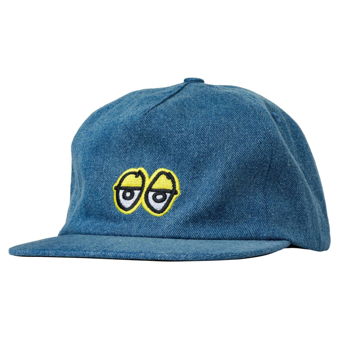 KROOKED Eyes Snapback Hat Washed Denim