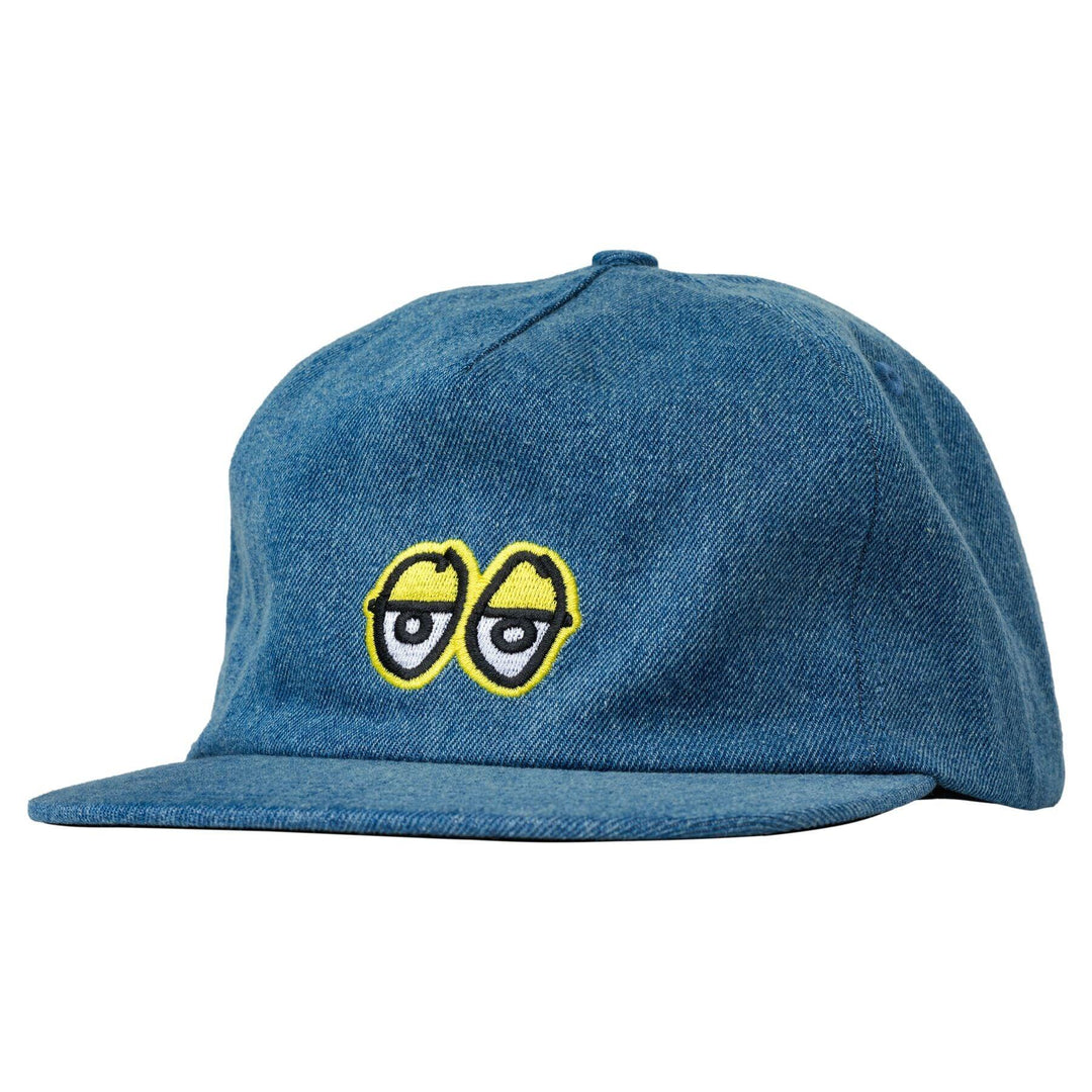 KROOKED Eyes Snapback Hat Washed Denim