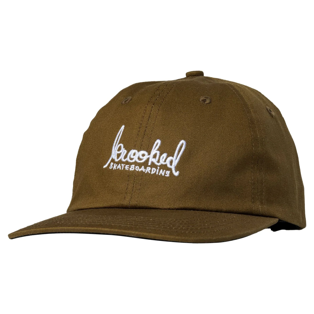 KROOKED Skript Snapback Hat Brown/White