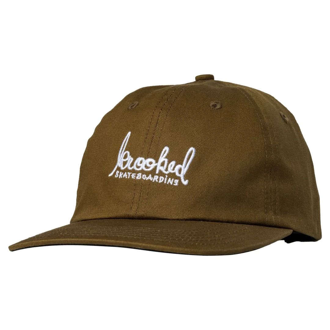 KROOKED Skript Snapback Hat Brown/White