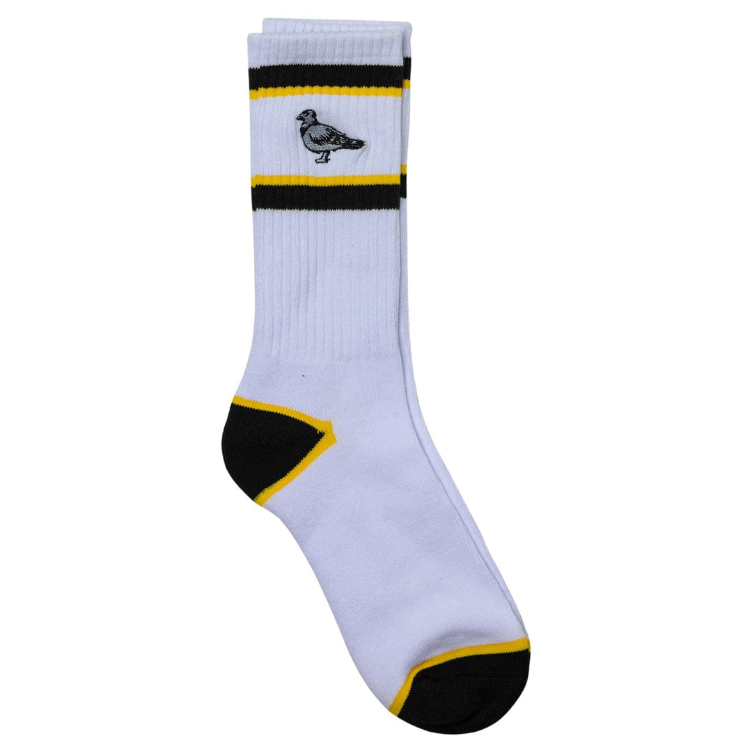 ANTIHERO Basic Pigeon Embroidered Socks White/Black/Yellow - Impact Skate