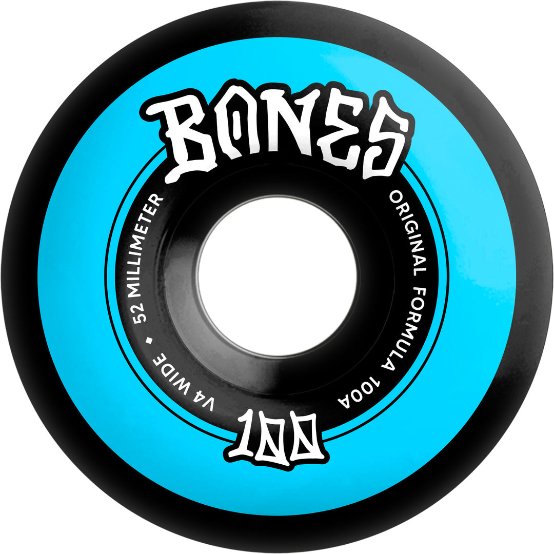 BONES 52mm 100's OG Formula V4 Wide Black Skateboard Wheels