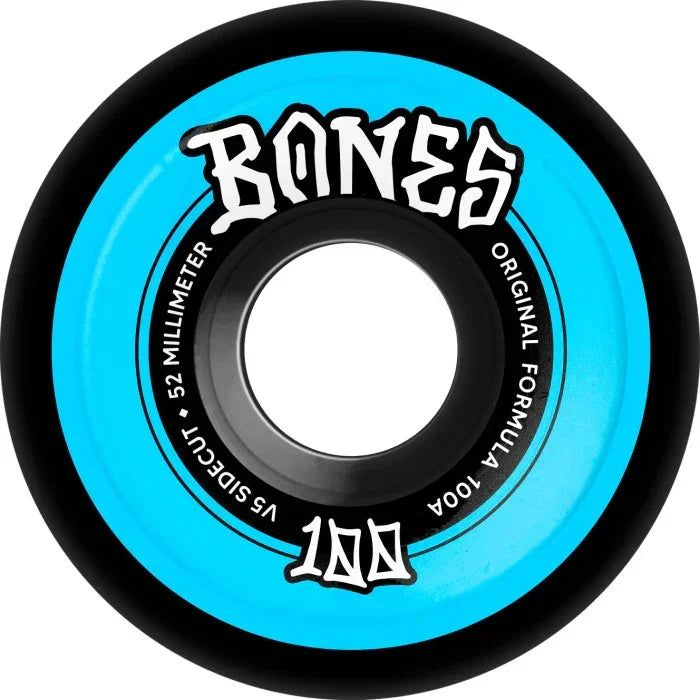 BONES 52mm 100's OG Formula V5 Sidecut Black Skateboard Wheels