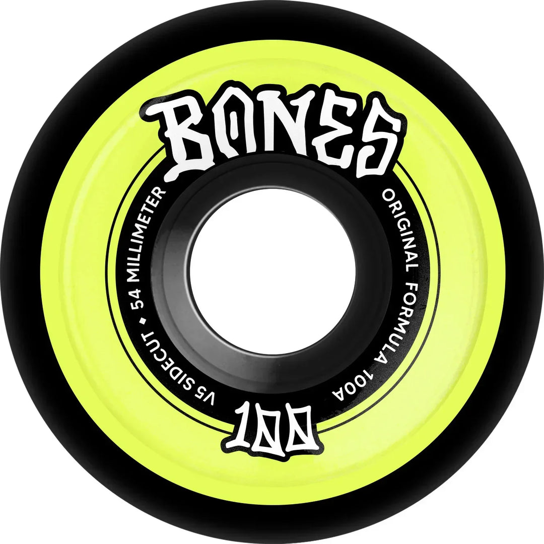 BONES 54mm 100's OG Formula V5 Sidecut Black Skateboard Wheels