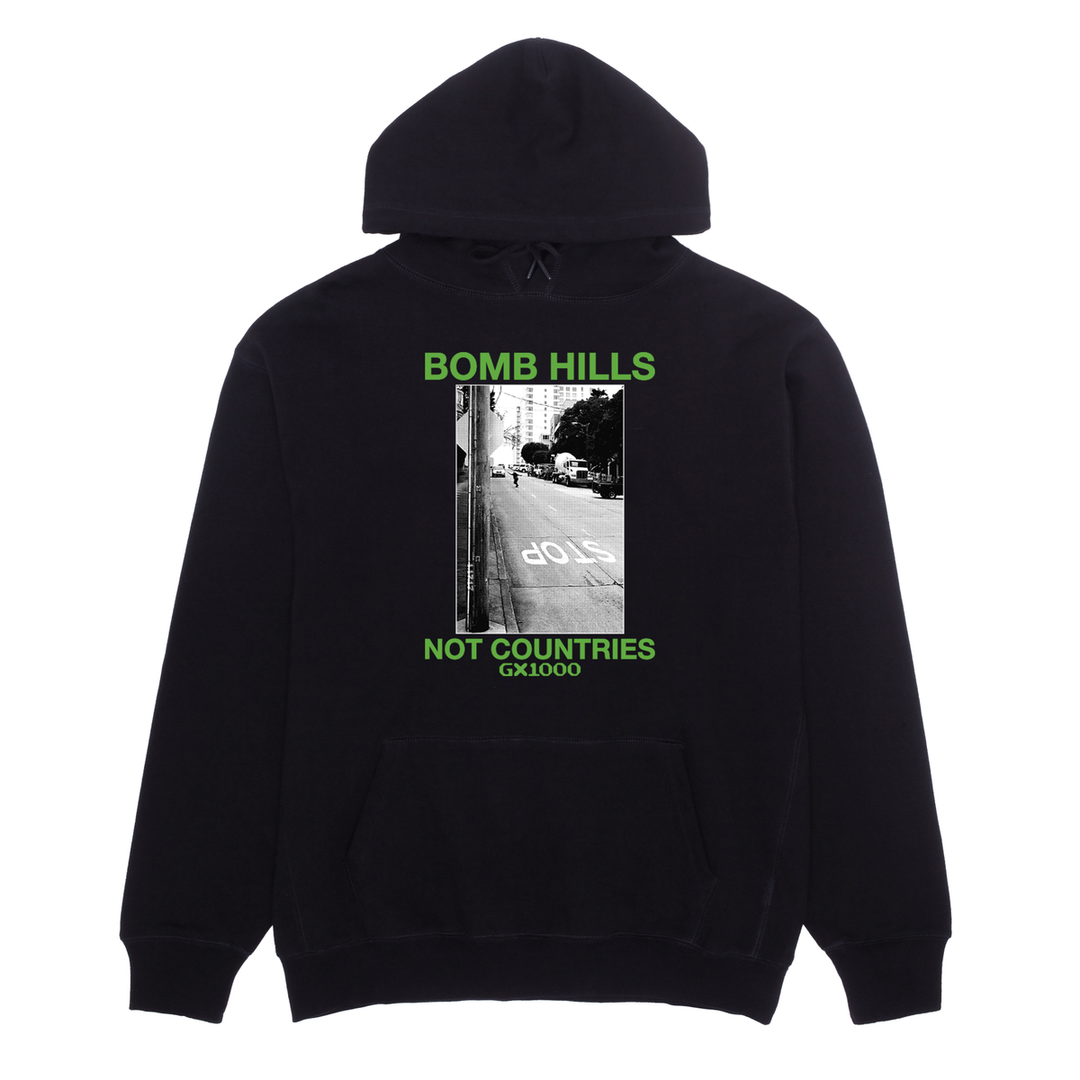 GX1000 Bomb Hills Not Countries Hoodie Black/Green Print