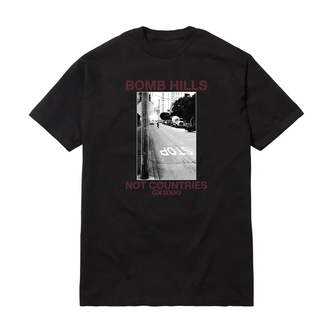 GX1000 Bomb Hills Not Countries Tee Black/Burgundy