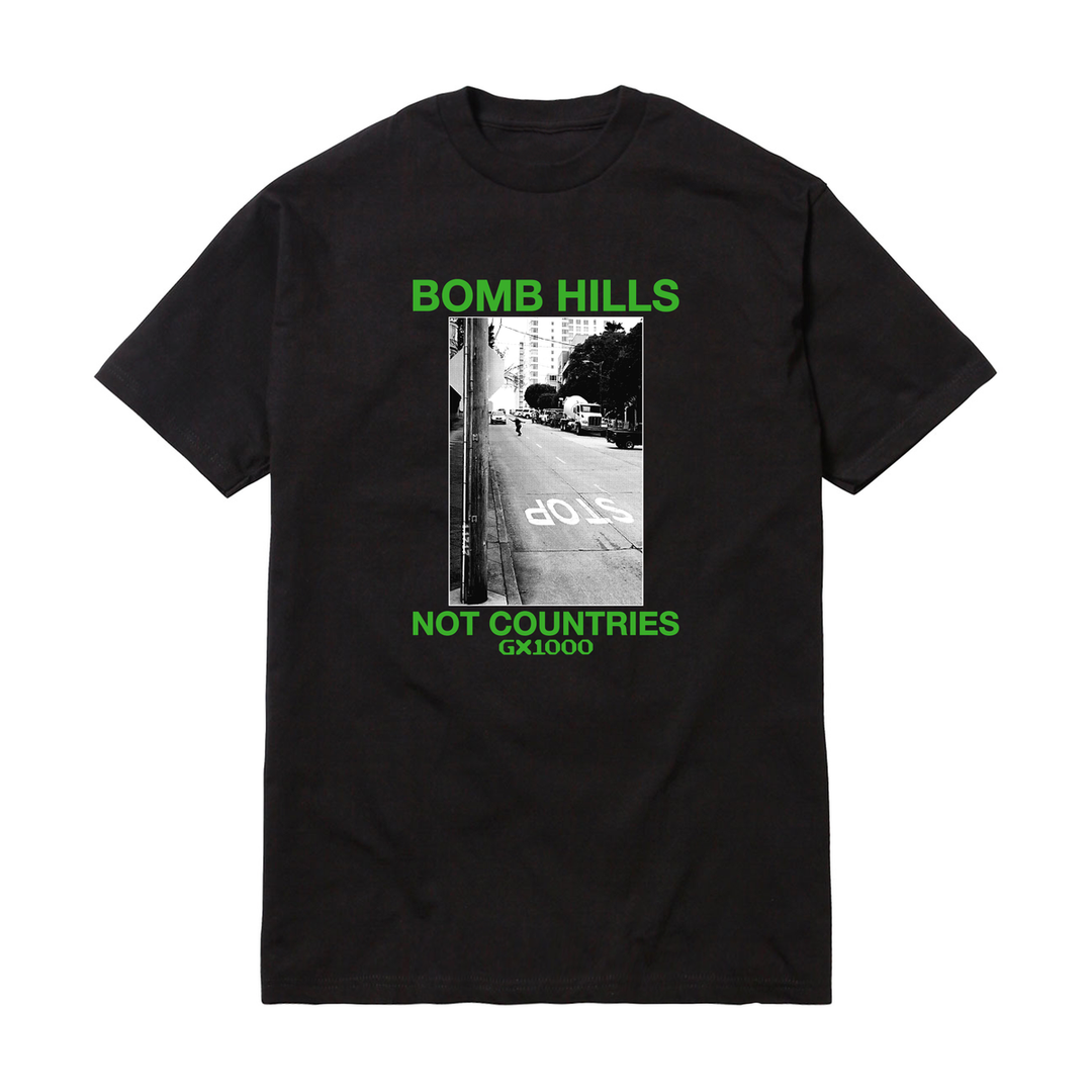 GX1000 Bomb Hills Not Countries Tee Black/Green Print