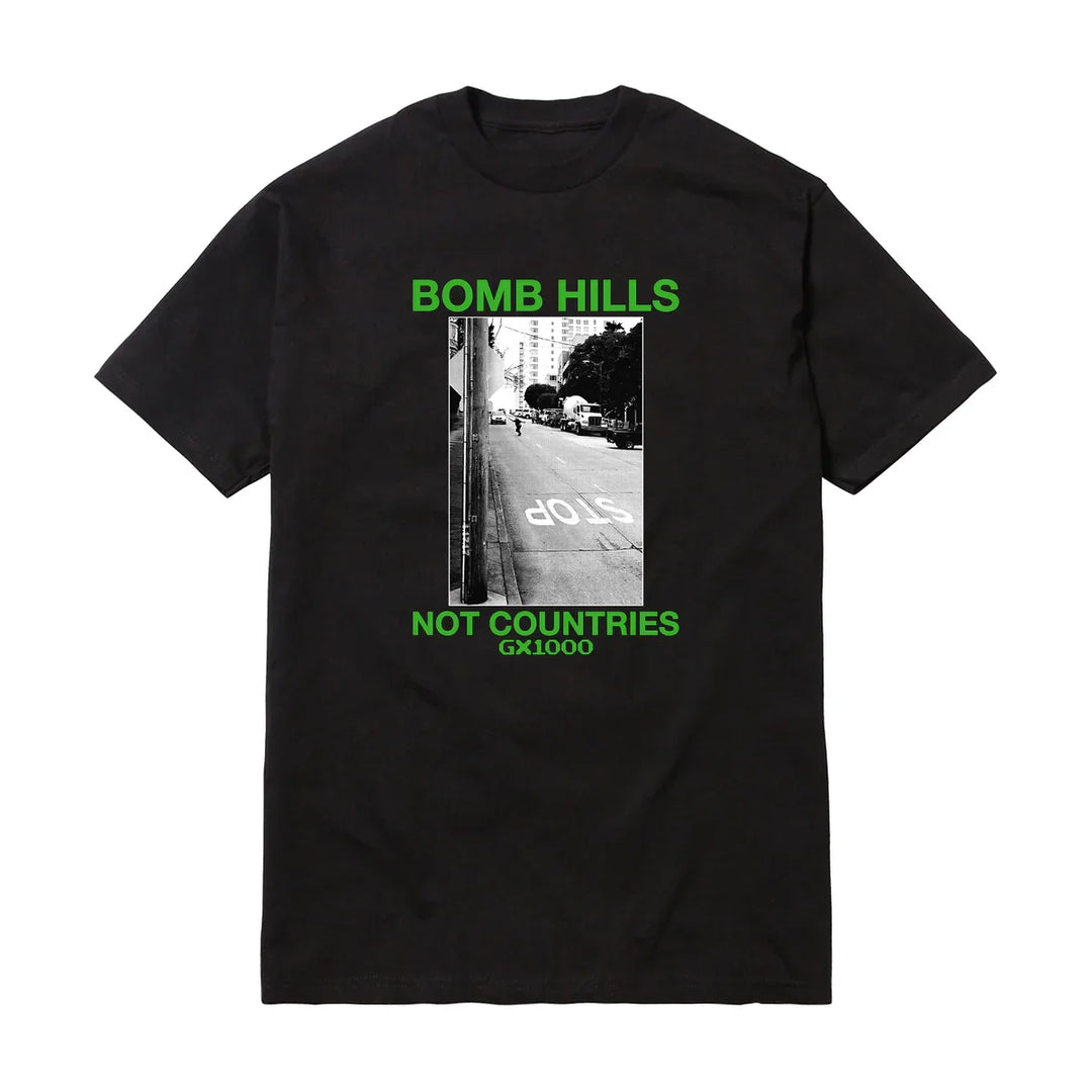 GX1000 Bomb Hills Not Countries Tee Black/Green Print