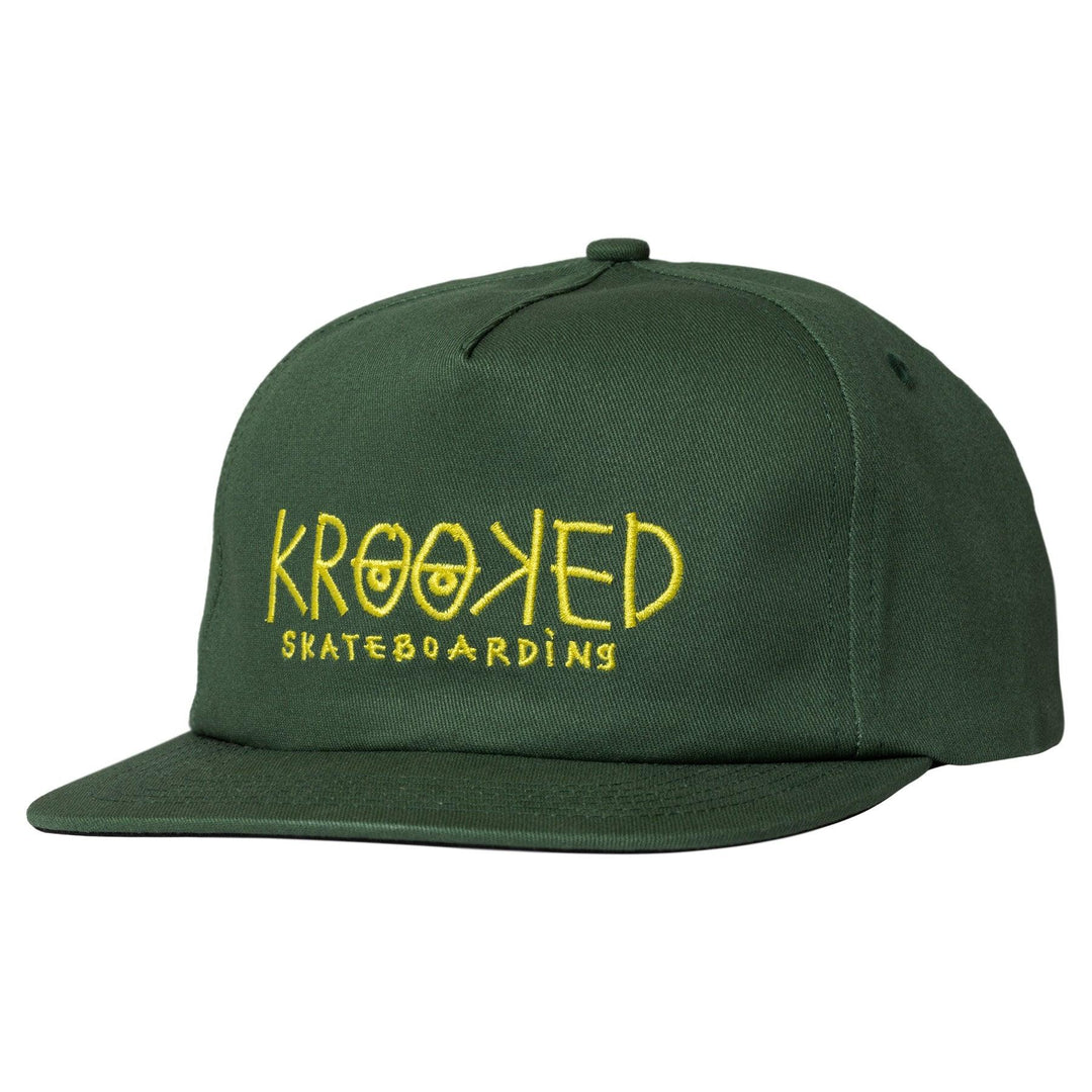 KROOKED Eyes Snapback Hat Dark Green - Impact Skate