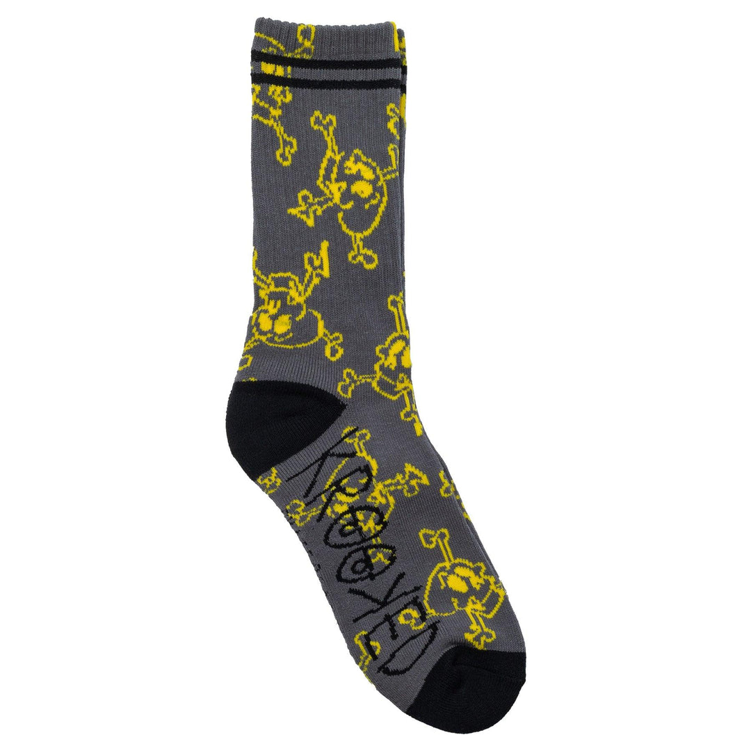 KROOKED Style Crew Socks Charcoal/Yellow/Black - Impact Skate