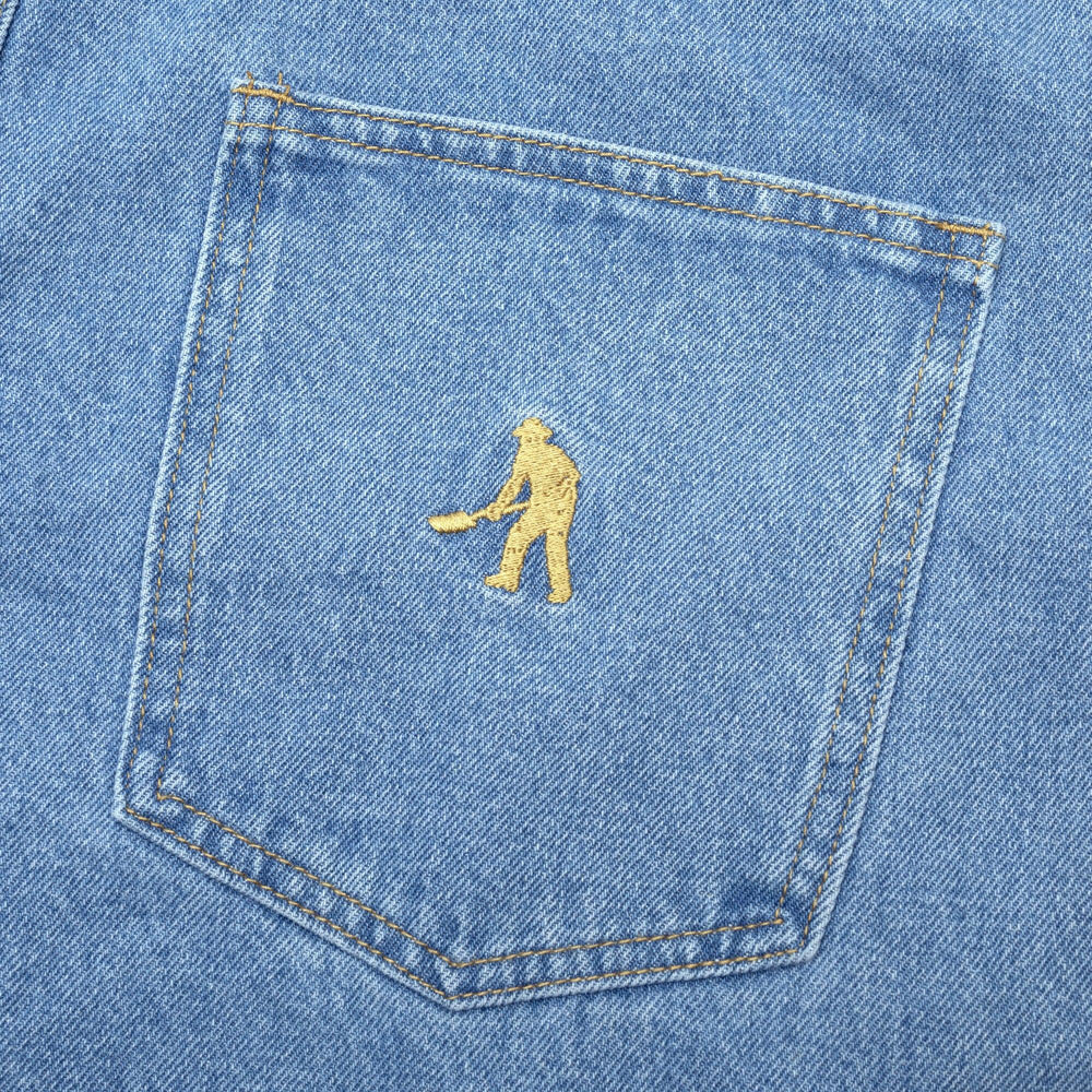 PASS~PORT Workers Club Denim Pants Washed Light Indigo - Impact Skate