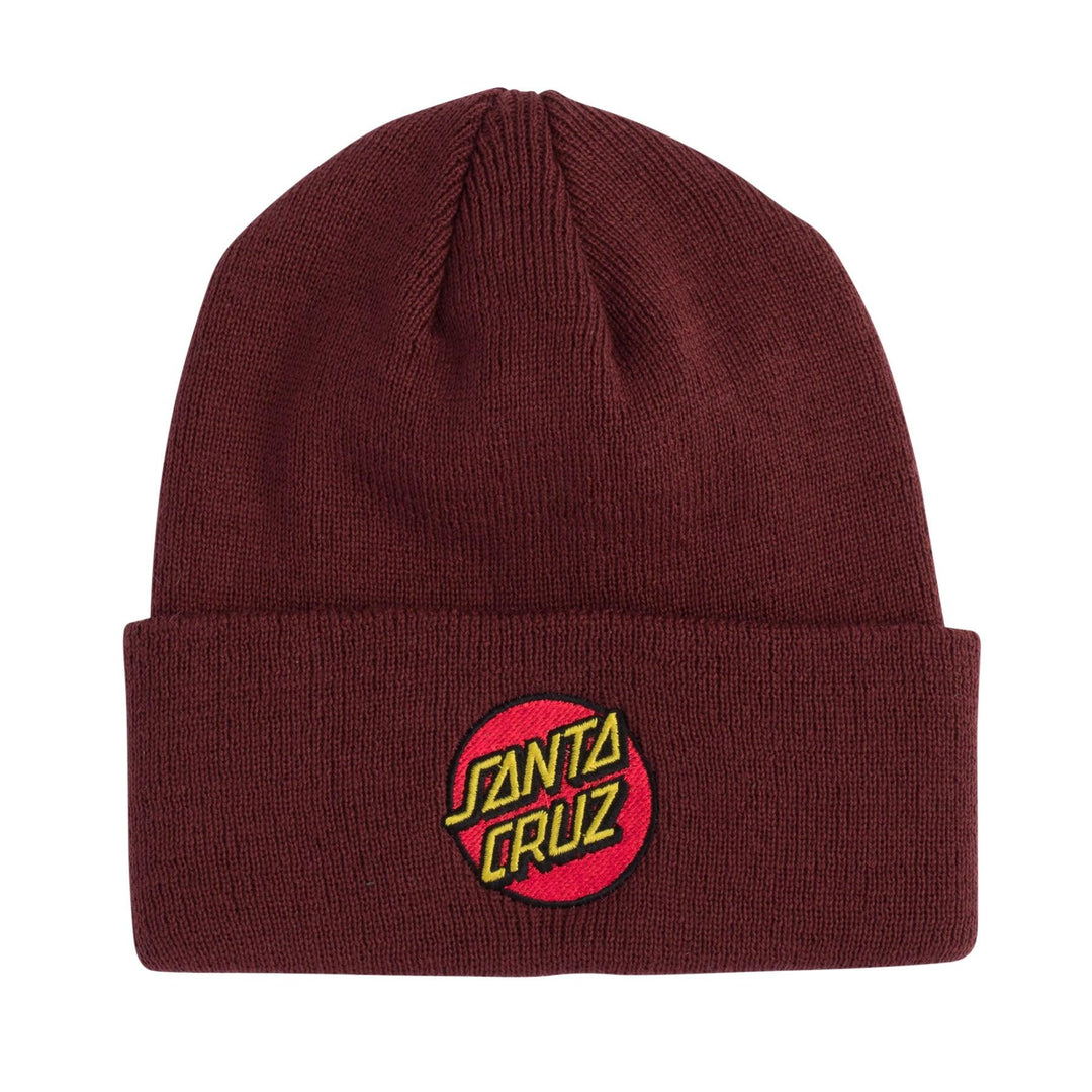 SANTA CRUZ Classic Dot Long Shoreman Beanie Maroon - Impact Skate