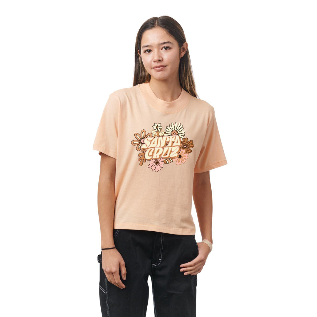 SANTA CRUZ Women's Vibes Front Oversized Crop Tee Peachy - Impact Skate