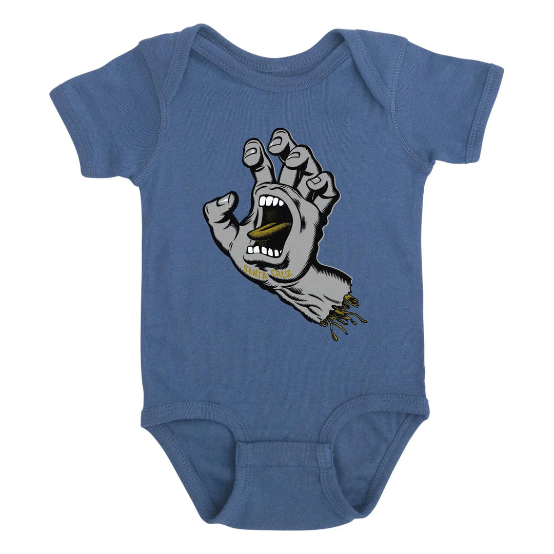 SANTA CRUZ Infant Screaming Hand Front Onesie Indigo/Grey/Gold