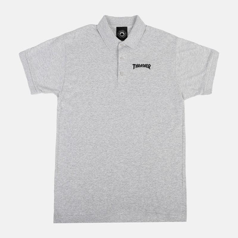 THRASHER Embroidered Logo Polo Ash Grey