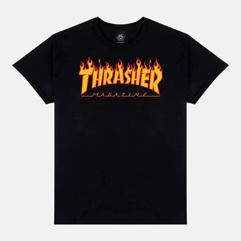 THRASHER Flame Logo Tee Black