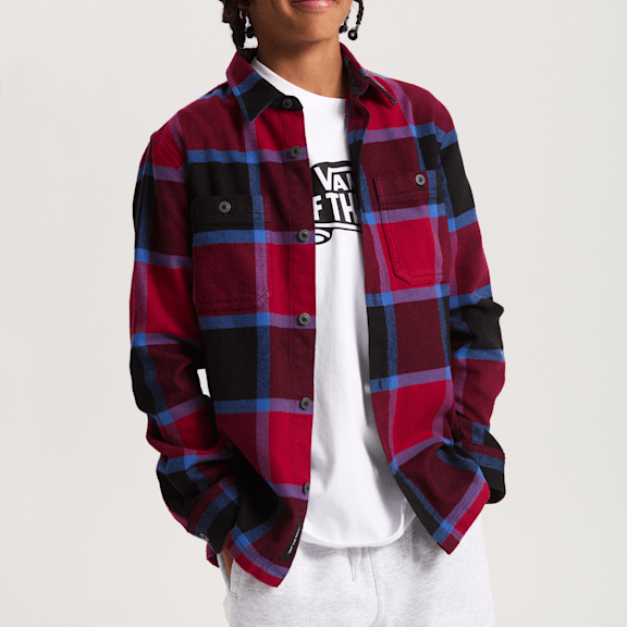 VANS Youth Larkspur Plaid Flannel Bordeaux/Black