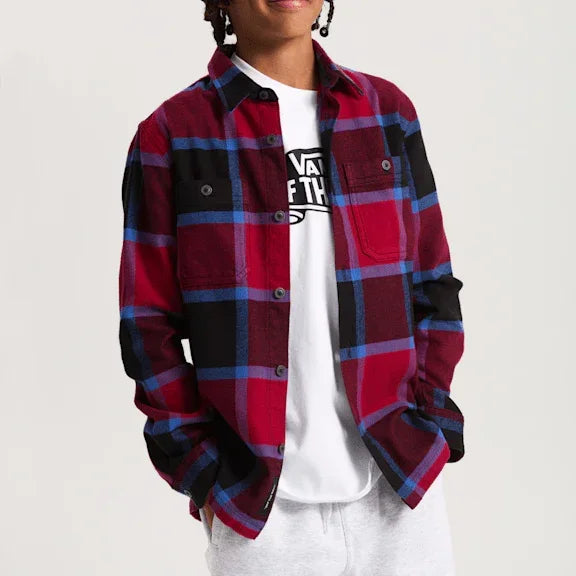VANS Youth Larkspur Plaid Flannel Bordeaux/Black