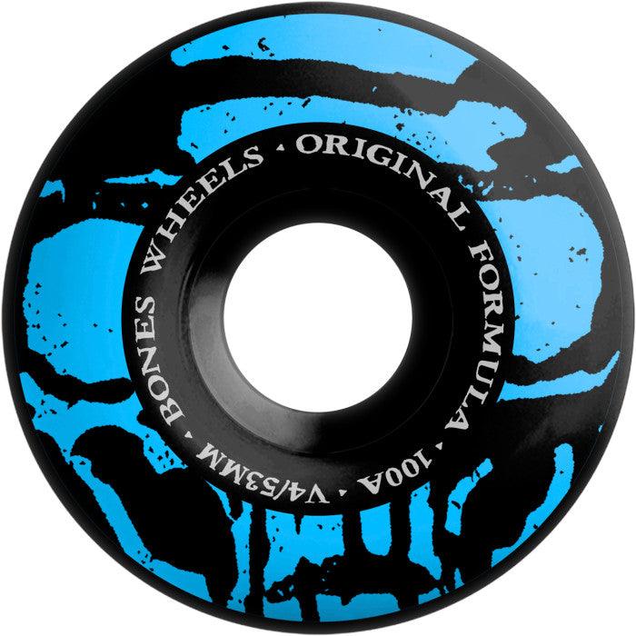 BONES 53mm Mummy Skulls 100's OG Formula V4 Wide Black Wheels - Impact Skate