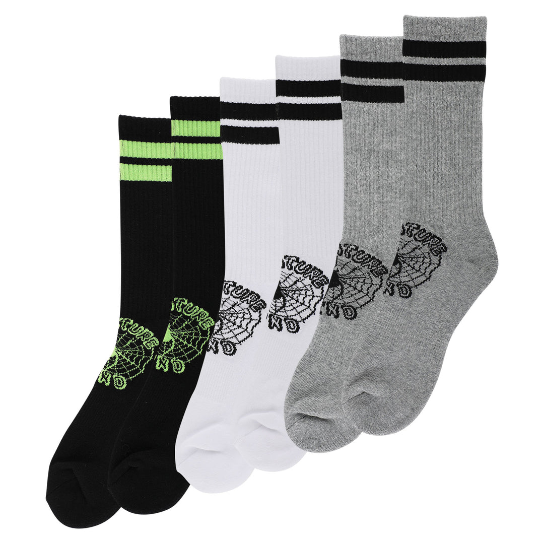 CREATURE Web Crew Socks (3 Pack) Black/White/Grey