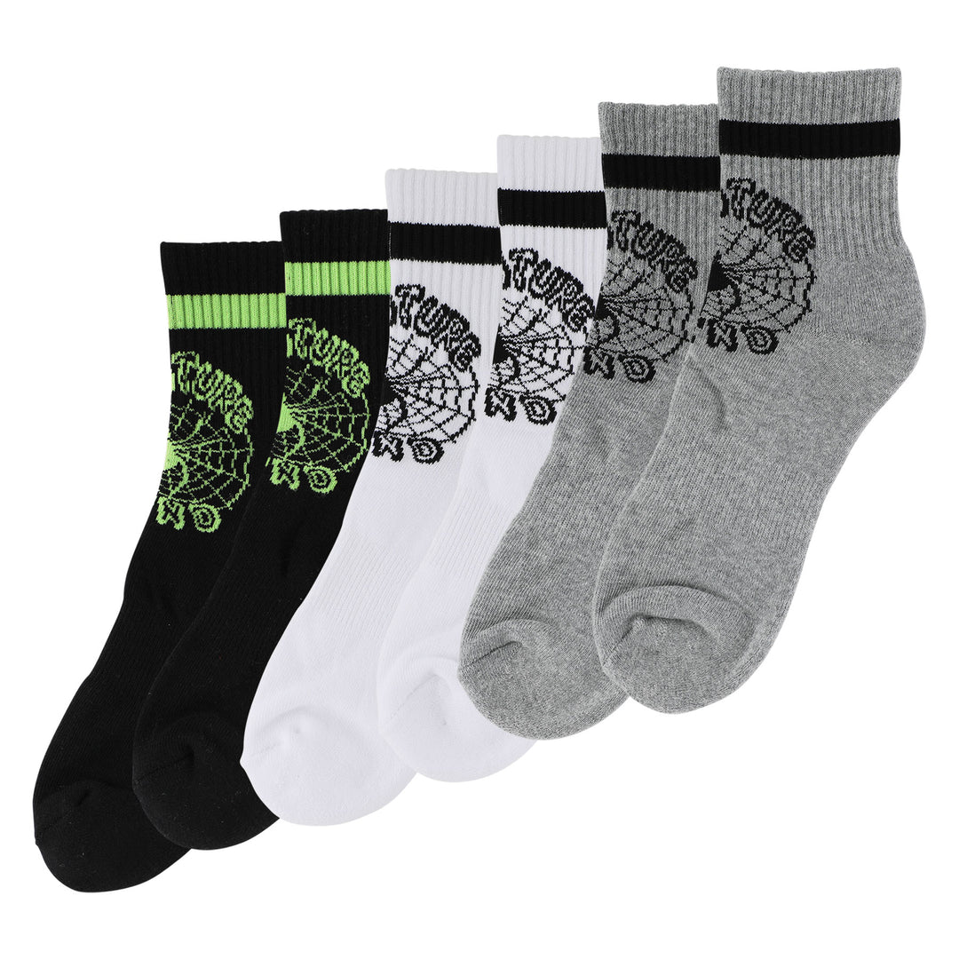 CREATURE Web Quarter Socks (3 Pack) Black/White/Grey