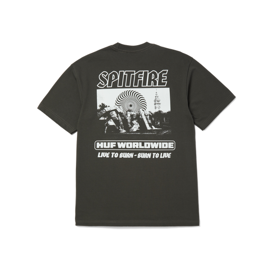 HUF x SPITFIRE Burn Tee Washed Black