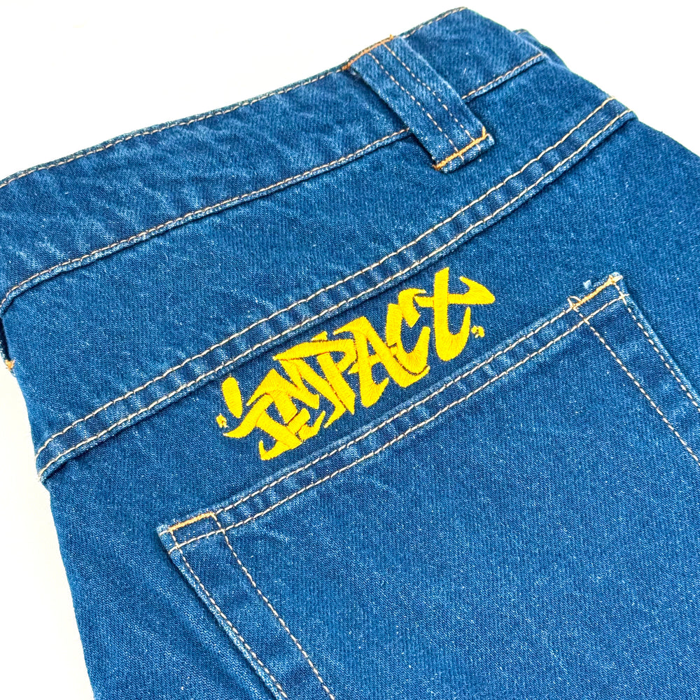 IMPACT Graffiti Loose Denim Pants Dark Blue