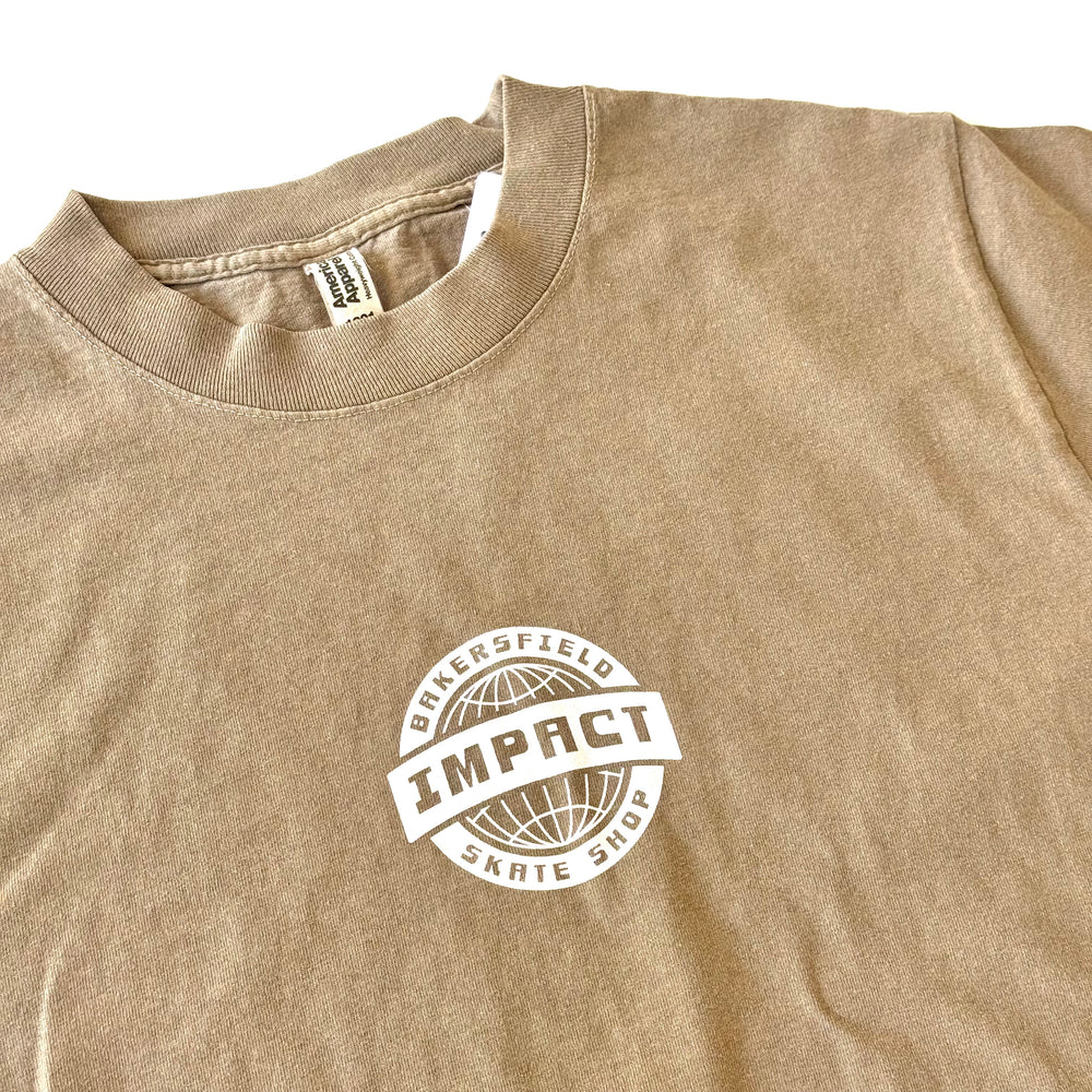 IMPACT Badge Garment Dyed Tee Washed Brown