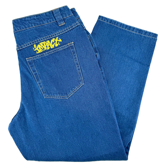 IMPACT Graffiti Loose Denim Pants Dark Blue