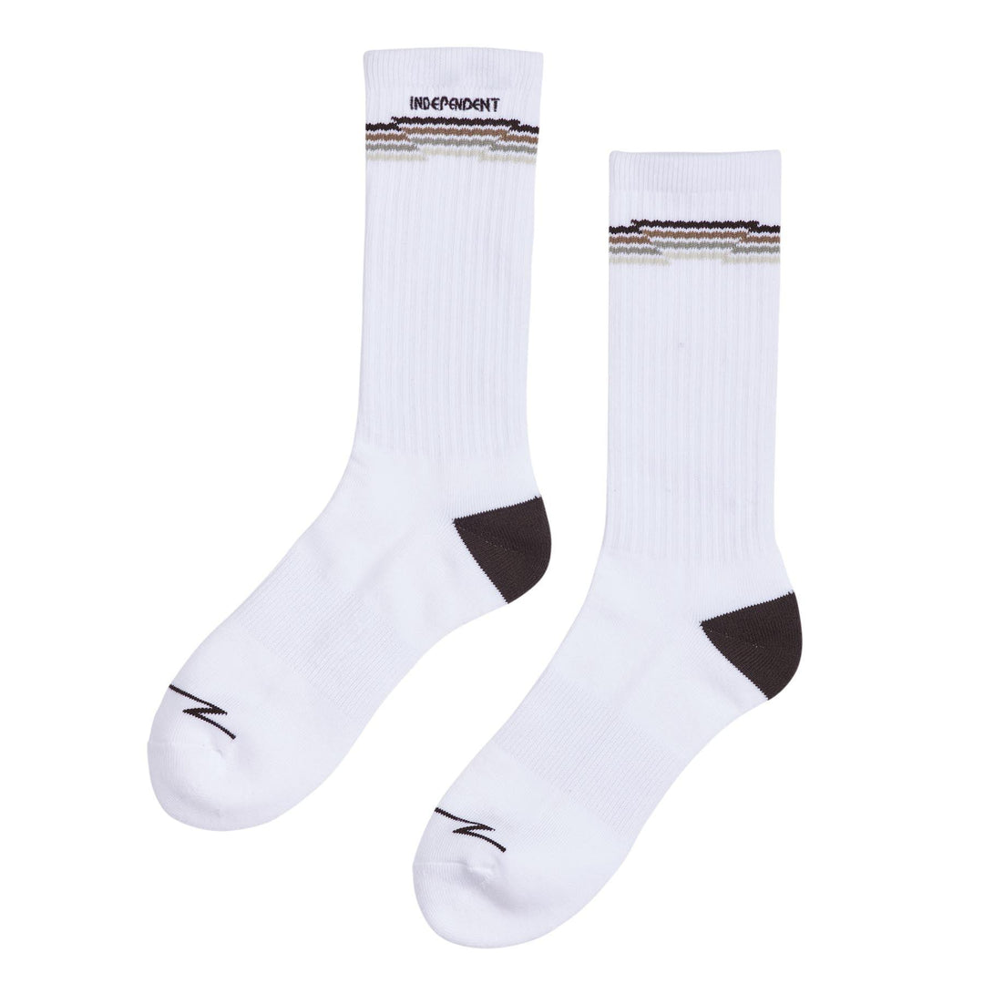 INDEPENDENT Wired Crew Socks White - Impact Skate