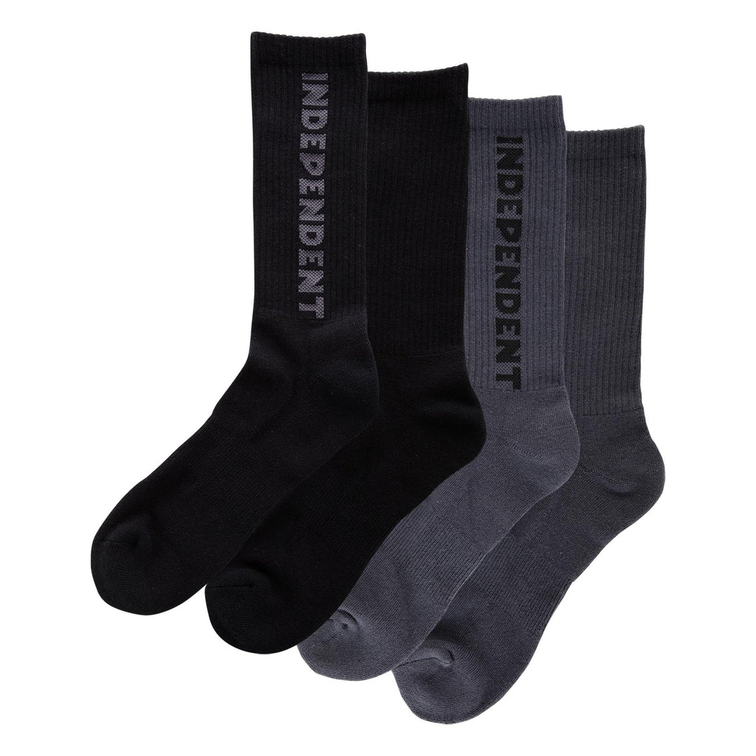 INDEPENDENT Baseline Crew Socks (2 Pack) Black/Charcoal