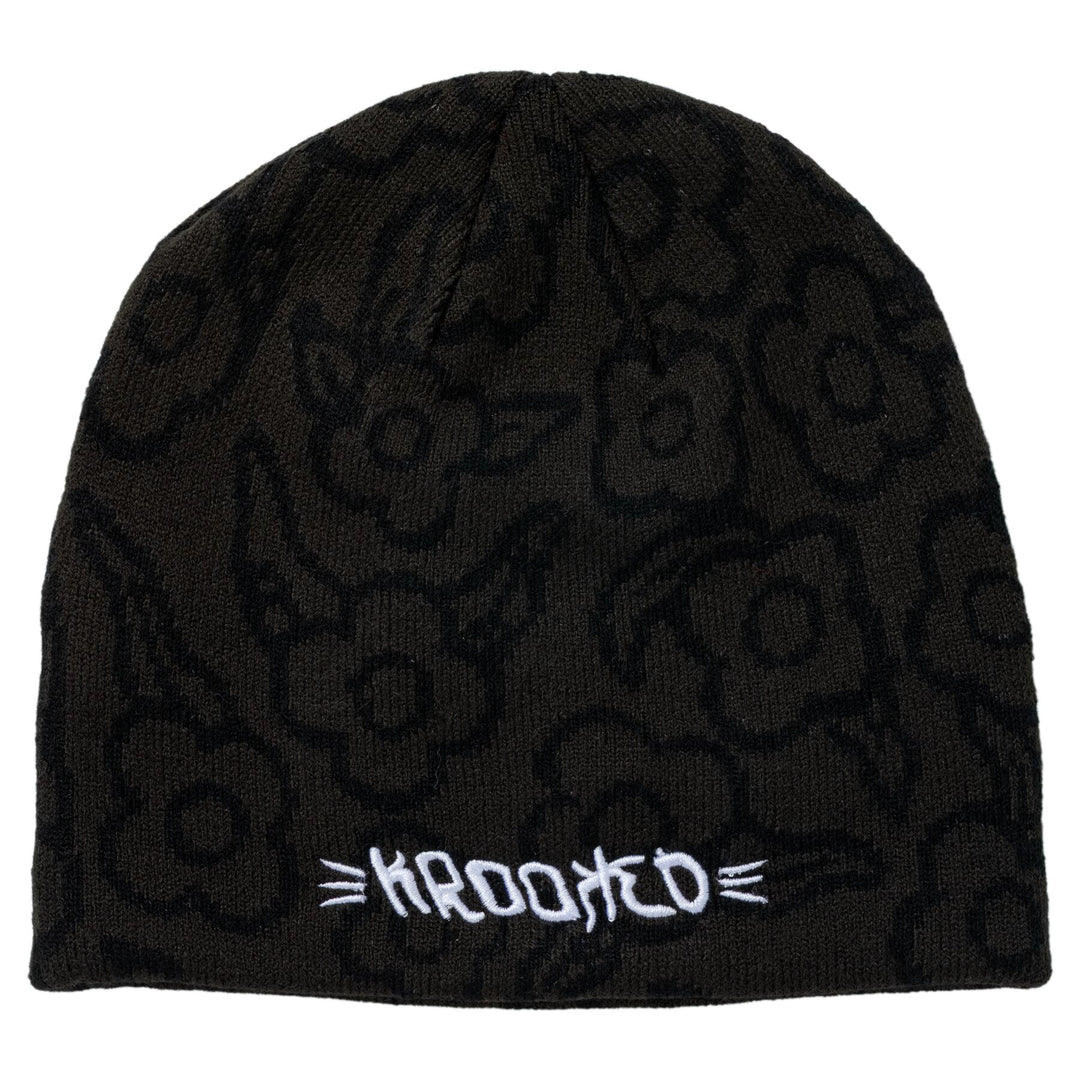 KROOKED Brush Skript Flowers Beanie Black