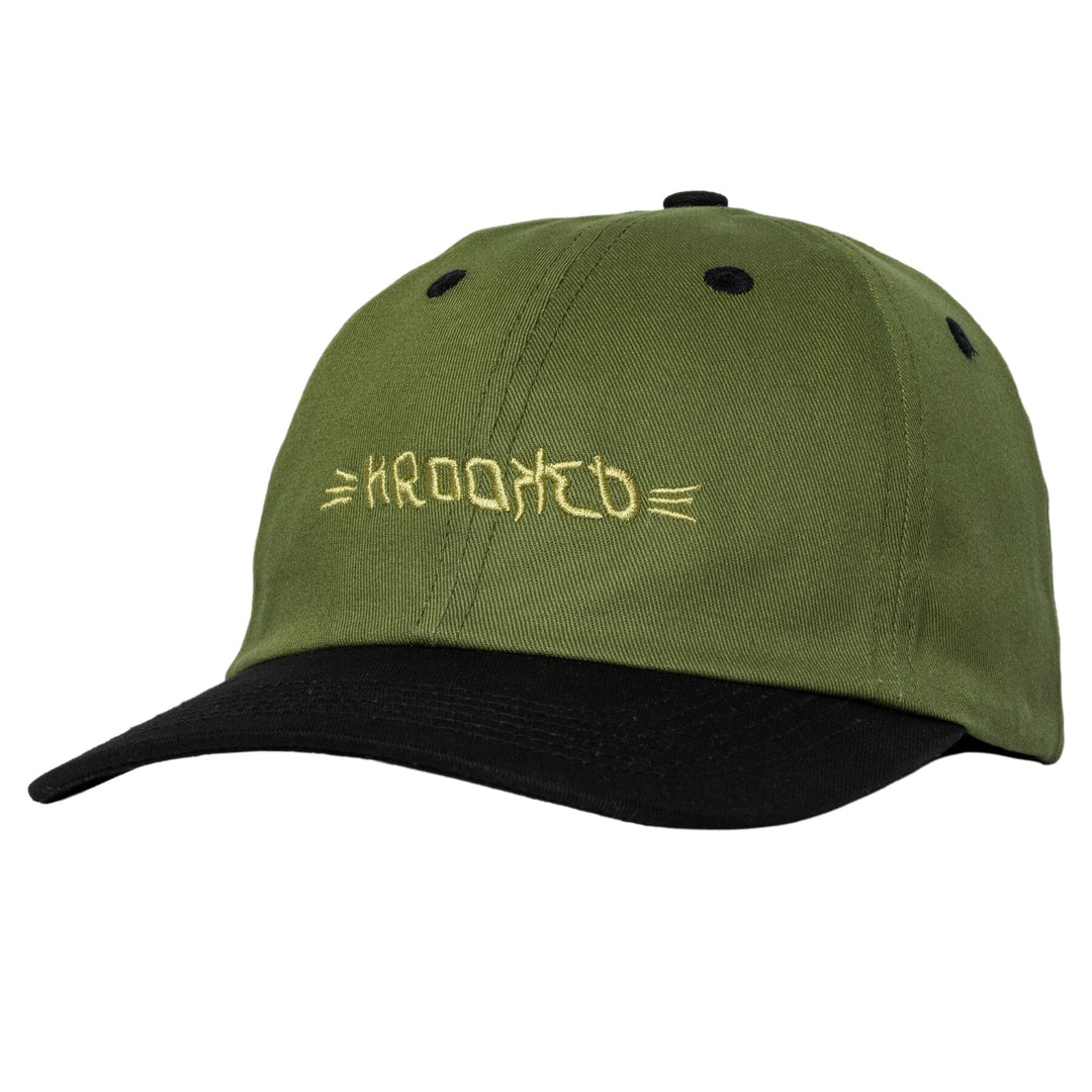KROOKED Brush Skript Strapback Hat Olive/Black