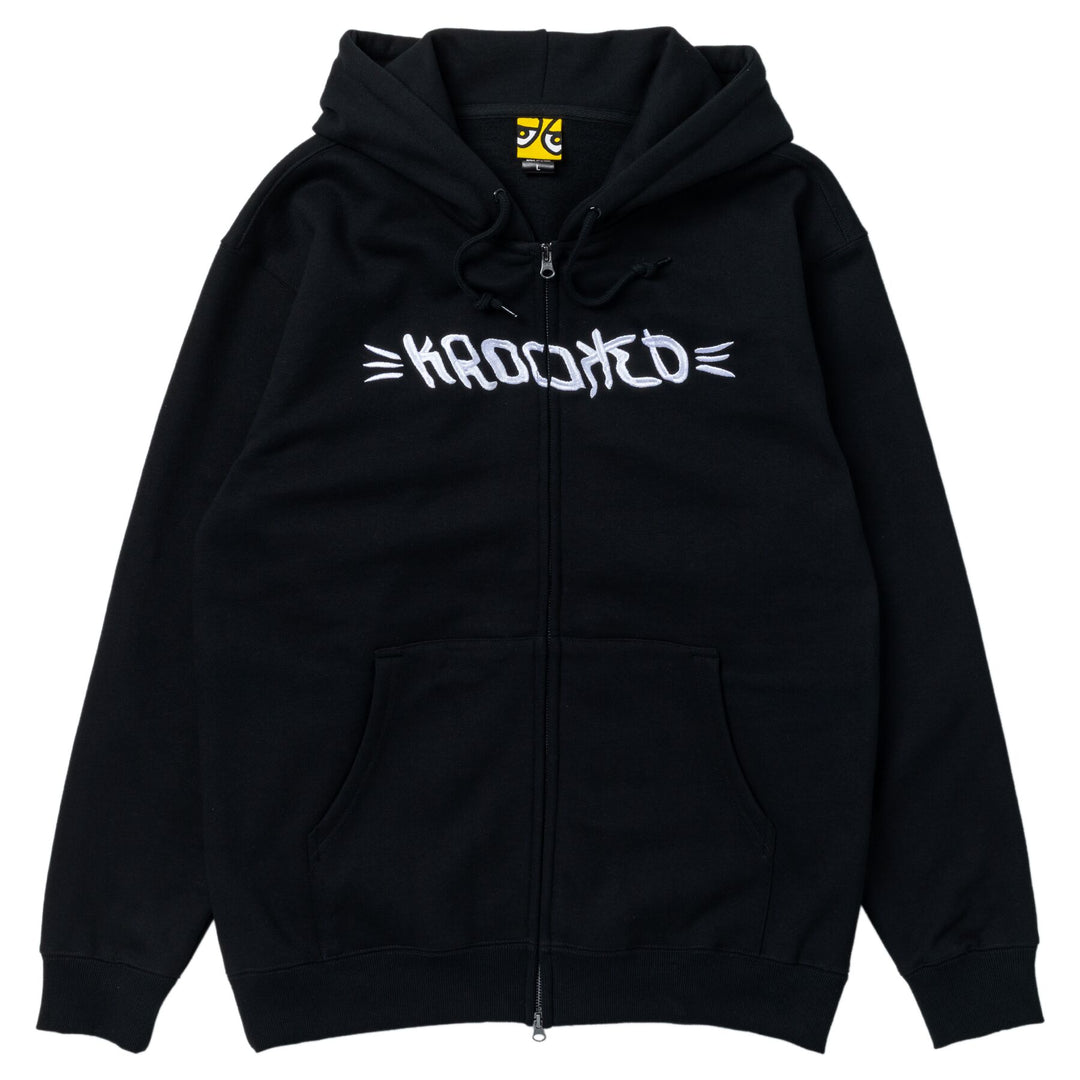 KROOKED Brush Skript Zip Hoodie Black/White