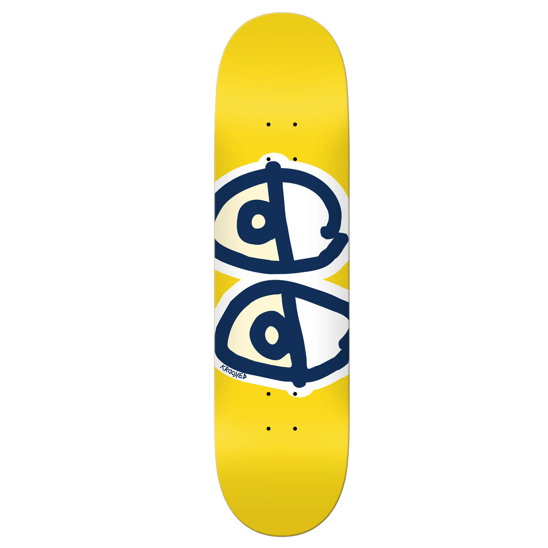 KROOKED Team Eyes Yellow Skateboard Deck 8.06