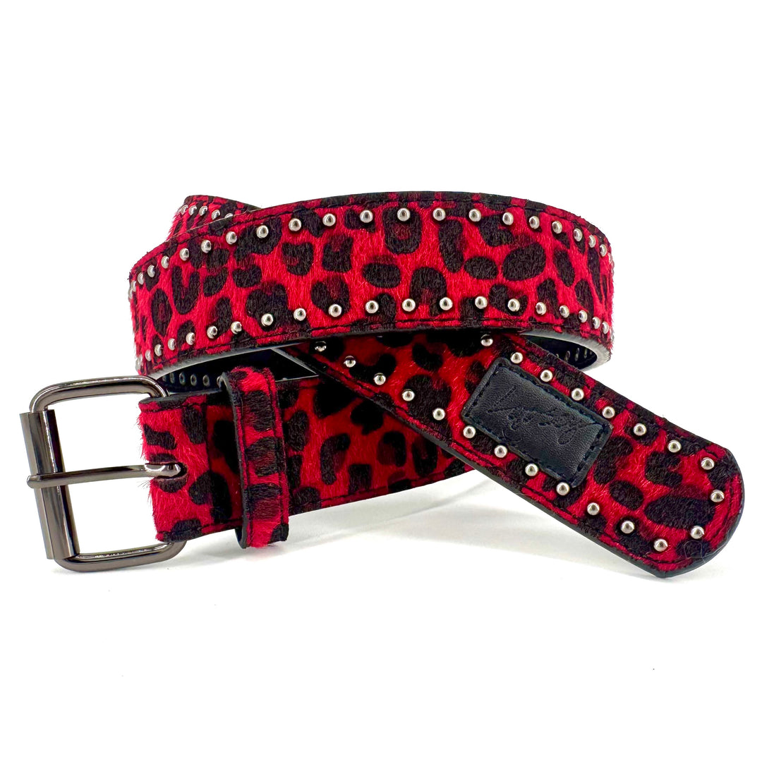 LOOSEY Cheetah Rivet Belt Burgundy