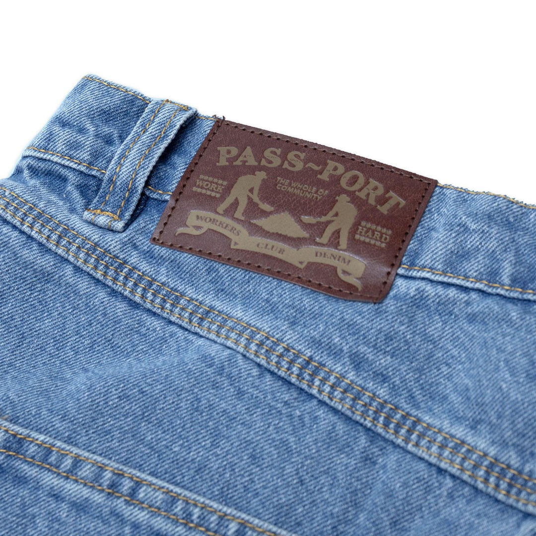 PASS~PORT Workers Club Denim Pants Washed Light Indigo - Impact Skate