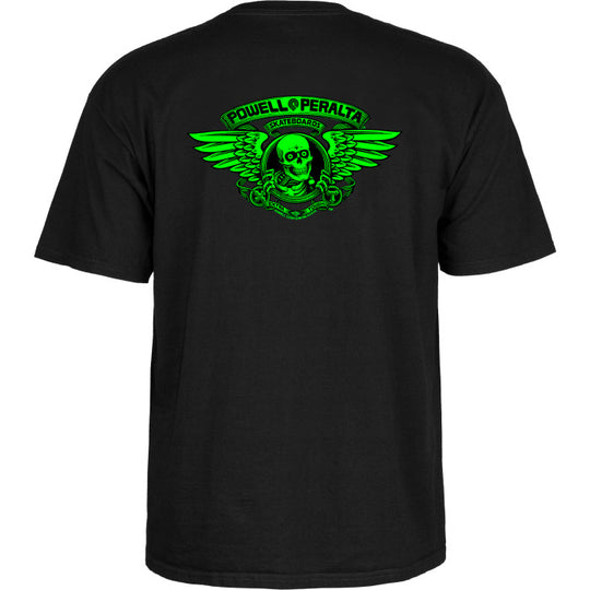 POWELL PERALTA Winged Ripper Blacklight Green Tee Black