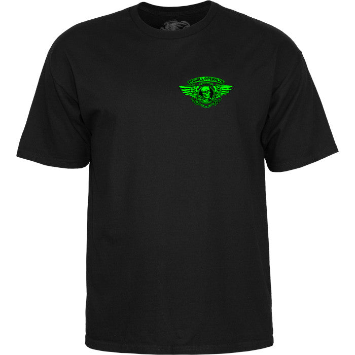 POWELL PERALTA Winged Ripper Blacklight Green Tee Black