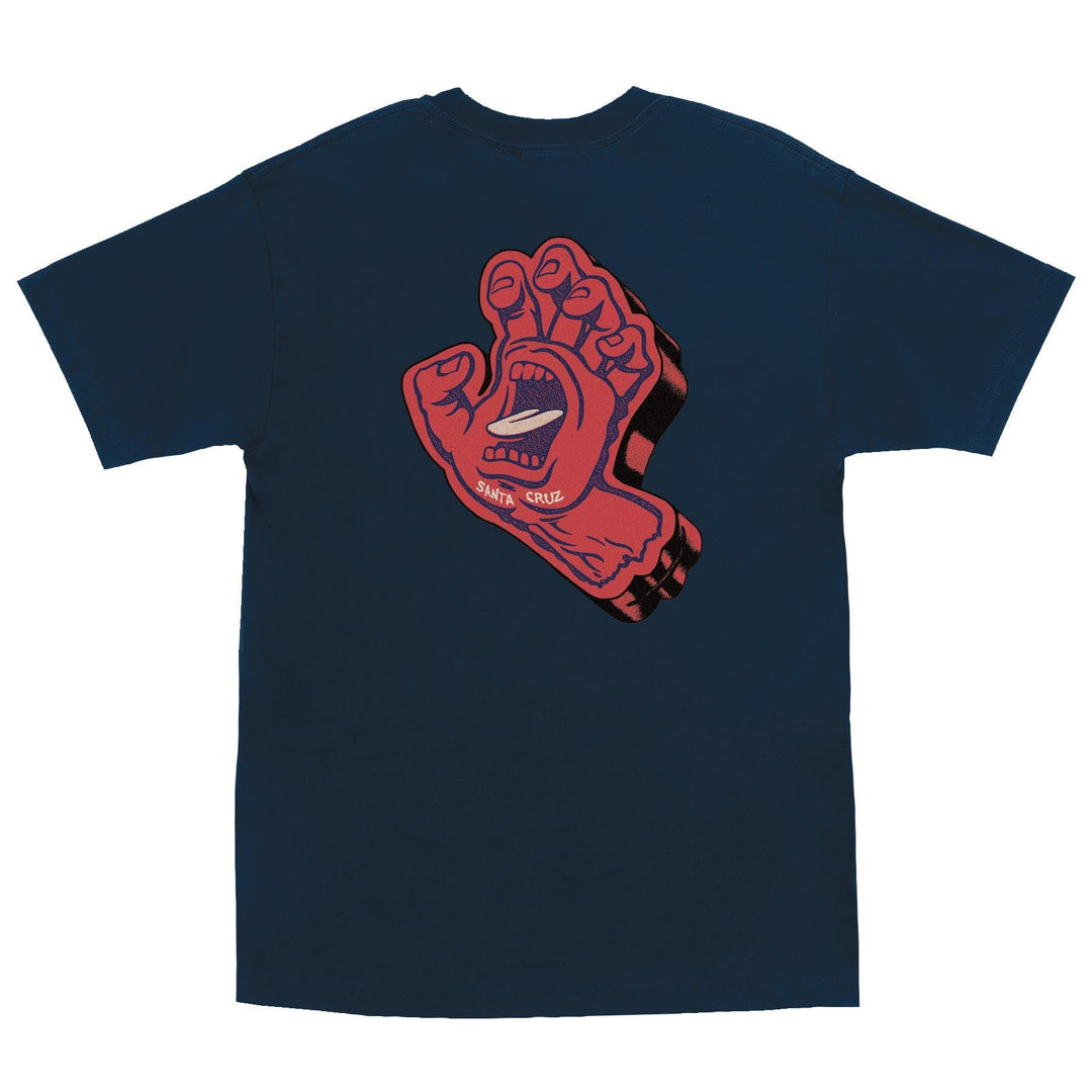 SANTA CRUZ Screaming Foam Hand Tee Navy - Impact Skate