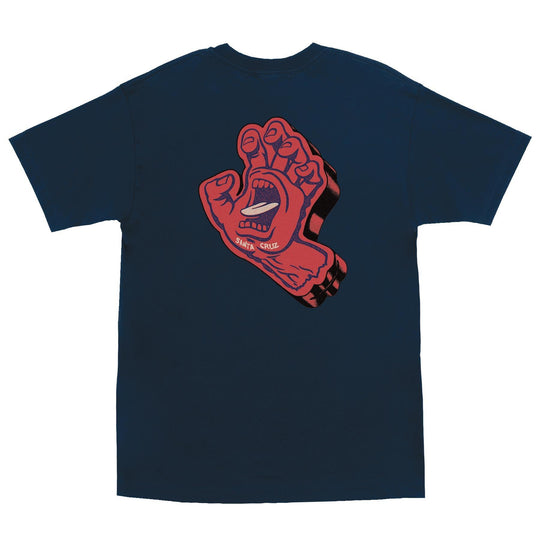 SANTA CRUZ Screaming Foam Hand Tee Navy - Impact Skate
