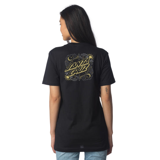 SANTA CRUZ Women's Ornate Dot Center Relaxed Tee Black - Impact Skate