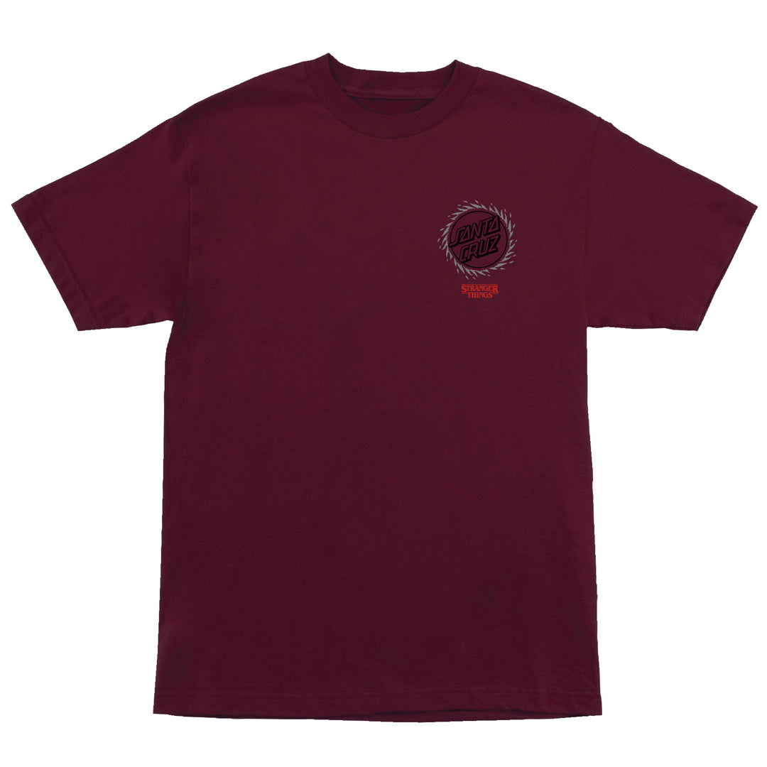 SANTA CRUZ Stranger Things Hellfire Pit Tee Maroon
