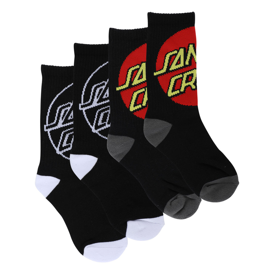 SANTA CRUZ Youth Big Cruz Crew Socks (2 Pack) Black