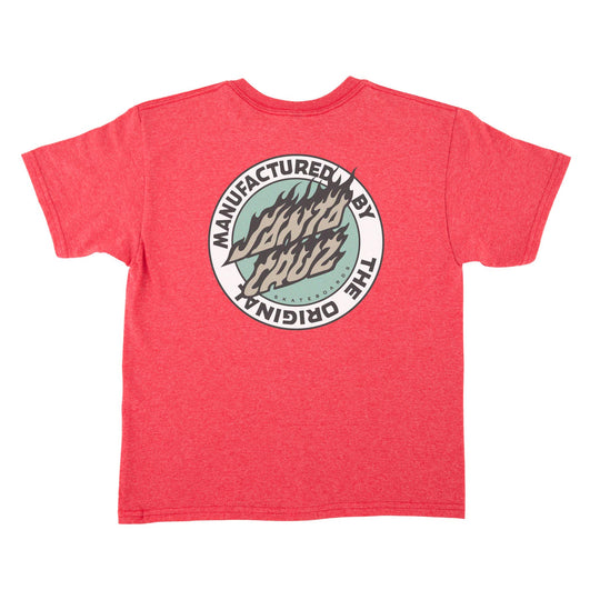 SANTA CRUZ Youth Flamed MFG Dot Tee Heather Red