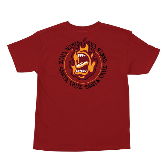 SANTA CRUZ Youth Ringed Screaming Flame Tee Cardinal Red