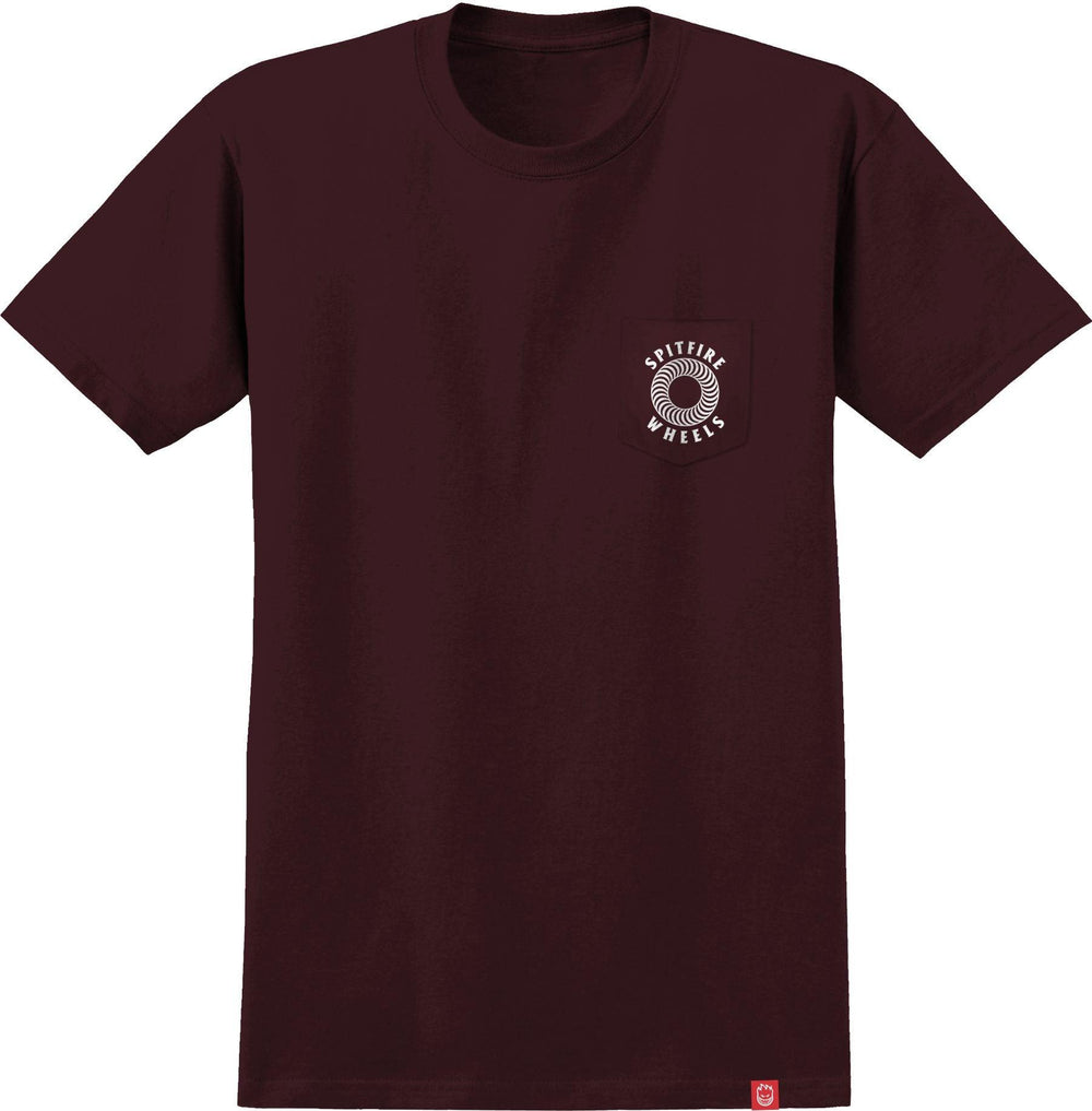 SPITFIRE Hollow Classic Pocket Tee Maroon/White - Impact Skate